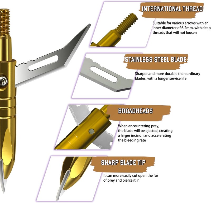 e5e10 12pcs Hunting Broadheads 100 Grain Archery Broadheads 420 Stainless Steel Higher Hardness 2-Blades + 1 pc Broadhead Case for Arrowheads - Image 3