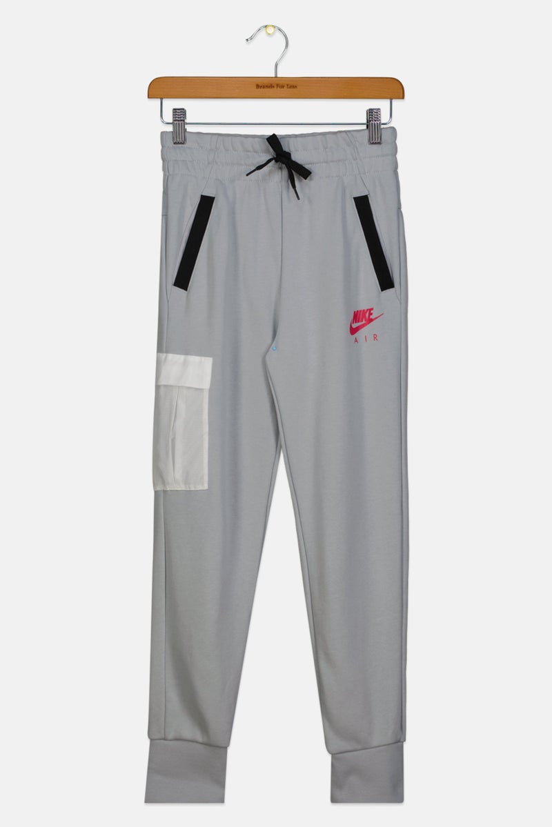 Nike سروال تدريب للأطفال البنات بتصميم قياسي مع شعار العلامة التجارية، رمادي - Image 1