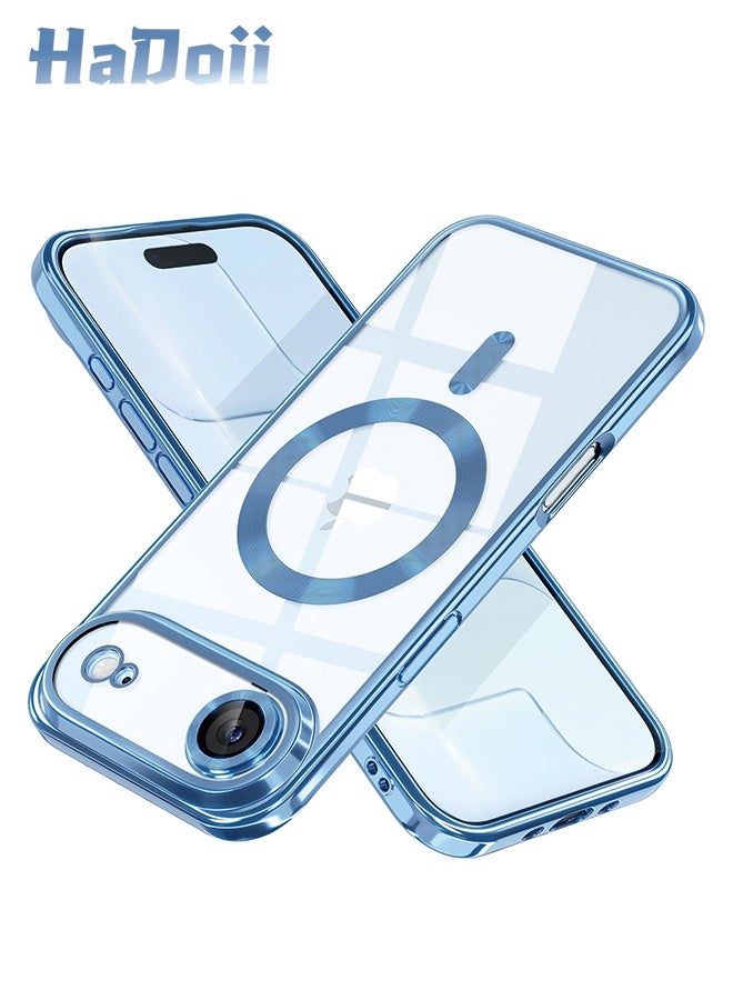 HaDoii iPhone 17 Air Case Cover with Full Camera Lens Protector(Compatible with MagSafe)(Shockproof Military Grade Drop Protection) , Soft Clear Phone Case for iPhone 17 Air, (Clear/Blue) - Image 1