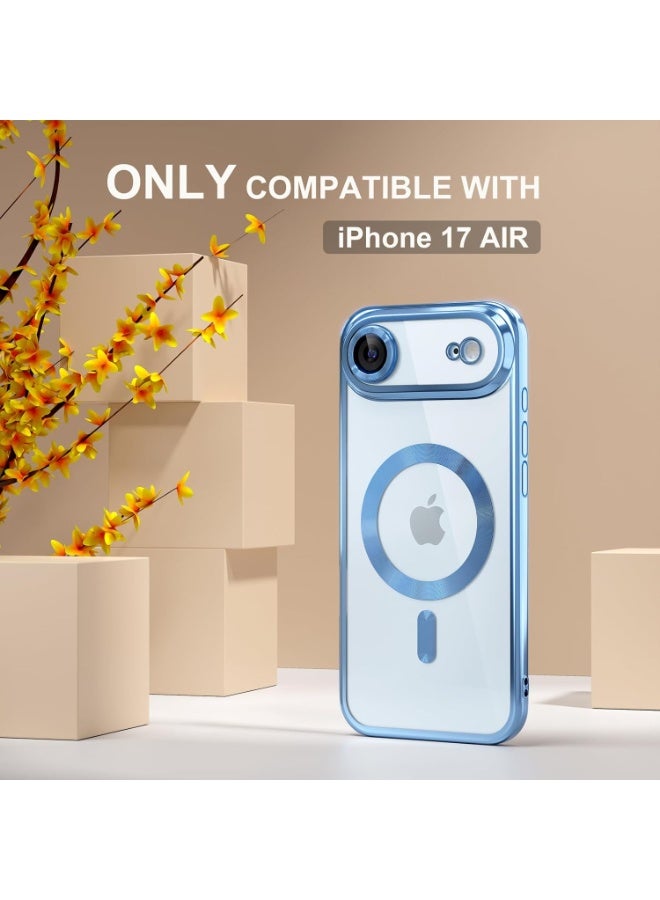 HaDoii iPhone 17 Air Case Cover with Full Camera Lens Protector(Compatible with MagSafe)(Shockproof Military Grade Drop Protection) , Soft Clear Phone Case for iPhone 17 Air, (Clear/Blue) - Image 2