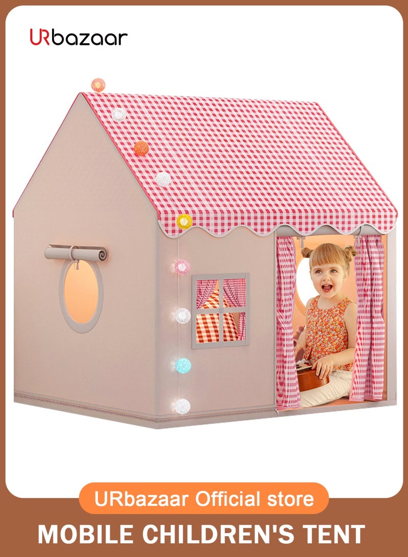 URbazaar Large Kids Tent House Indoor Outdoor,Toddler Play Tent With Birthday Party Decoration,Play house for Baby Princess Castle Tent, Kids Indoor Room Toys for Girls Boys Age 3,4,5,6-10 Years Old (pink) - Image 1