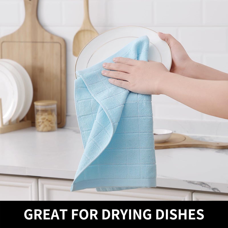 Homaxy 100% Cotton Terry Kitchen Dish Cloths  Ultra Soft and Absorbent Dish Towels for Kitchen  Suitable for Drying and Washing Dishes  12 Pack  12 x 12 Inches Sky Blue - Image 4