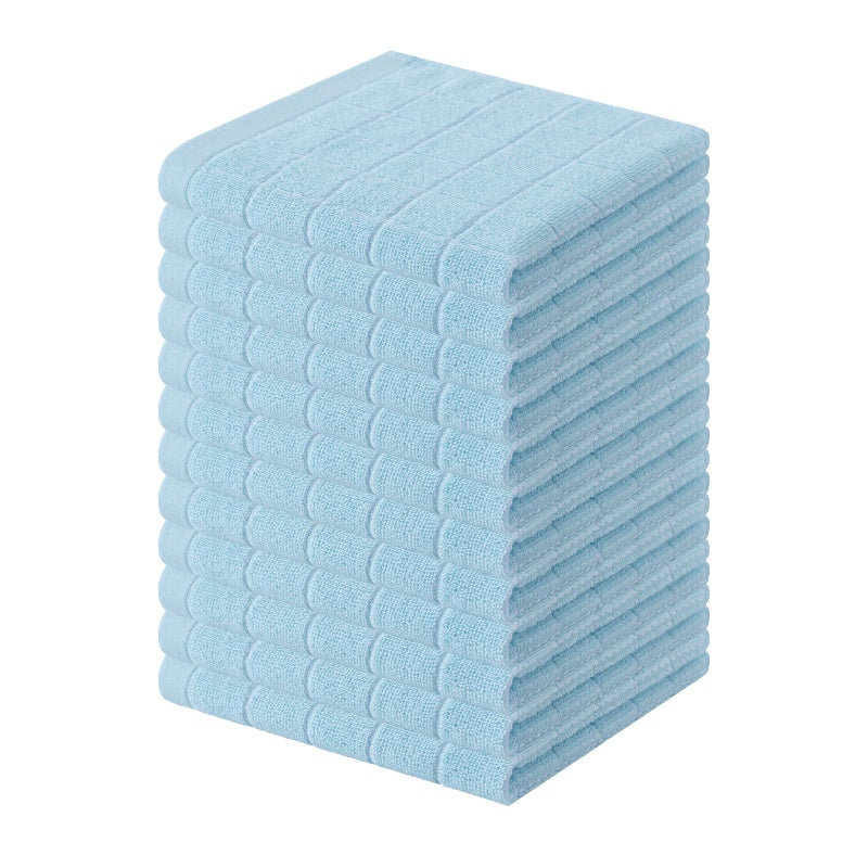 Homaxy 100% Cotton Terry Kitchen Dish Cloths  Ultra Soft and Absorbent Dish Towels for Kitchen  Suitable for Drying and Washing Dishes  12 Pack  12 x 12 Inches Sky Blue - Image 1