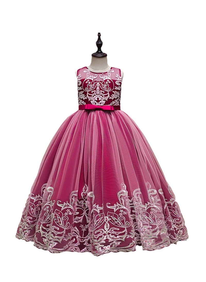 Girls Dress Sleeveless Mesh Performance Host Princess Dress Costumes - Image 1
