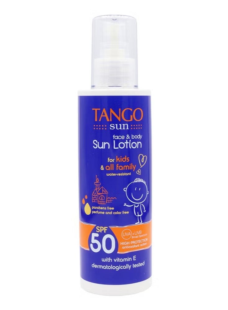 Tango Sun Face & Body Sun Lotion For Kids & All Family SPF50 With Vitamin E 200ml - Image 1