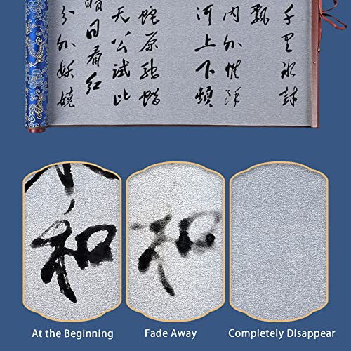 Flylin Calligraphy Cloth, Reusable Chinese Calligraphy Practicing Tool Magic Water Painting Paper Ten Thousand Times Writing Cloth Scroll for Home School (Blue) - Image 4