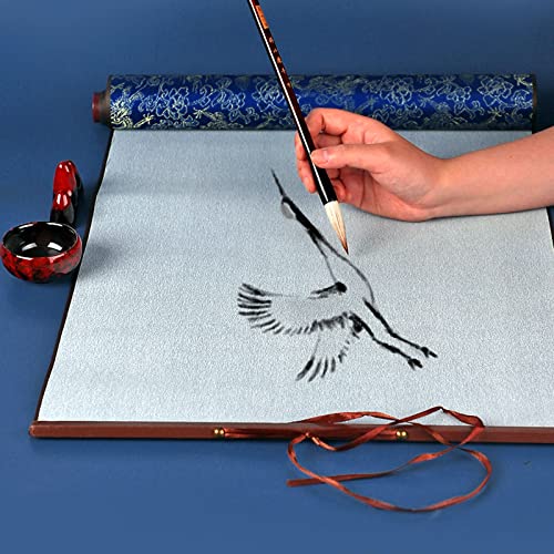Flylin Calligraphy Cloth, Reusable Chinese Calligraphy Practicing Tool Magic Water Painting Paper Ten Thousand Times Writing Cloth Scroll for Home School (Blue) - Image 2