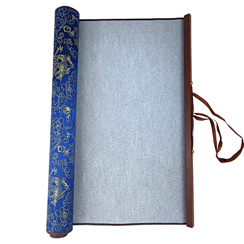 Flylin Calligraphy Cloth, Reusable Chinese Calligraphy Practicing Tool Magic Water Painting Paper Ten Thousand Times Writing Cloth Scroll for Home School (Blue) - Image 1