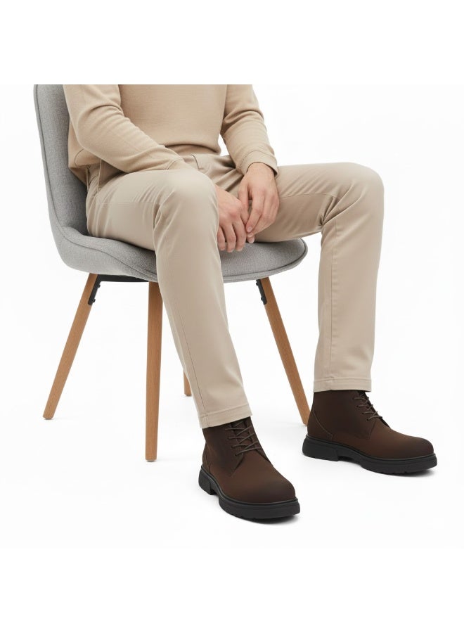 Men's elegant lace-up ankle boots made of suede - featuring a comfortable Turkish rubber sole - Image 1