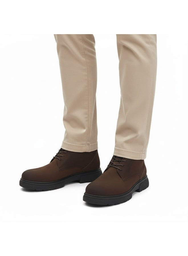 Men's elegant lace-up ankle boots made of suede - featuring a comfortable Turkish rubber sole - Image 2