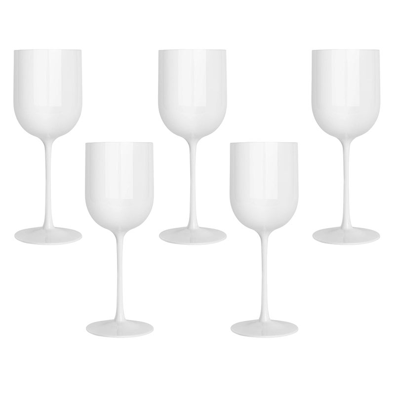 PLASTICPRO White Plastic Wine Glasses Set of 10 Elegant Wine Goblets Hard Plastic Wine Cups on Stem 12 Ounce