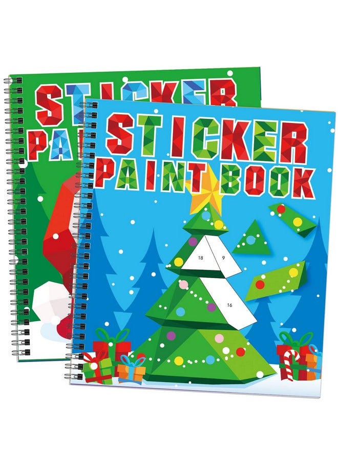 Omgouue - 2Pcs Christmas Crafts For Kids Ages 4-8 Sticker Paint Books Includes Elf Santa Penguins Snowman And More Designs Gift Party Create 20 Pictures Sticker Sheets Are Separate - Image 1