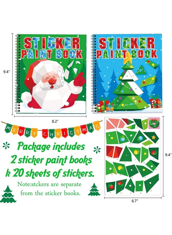 Omgouue - 2Pcs Christmas Crafts For Kids Ages 4-8 Sticker Paint Books Includes Elf Santa Penguins Snowman And More Designs Gift Party Create 20 Pictures Sticker Sheets Are Separate - Image 1