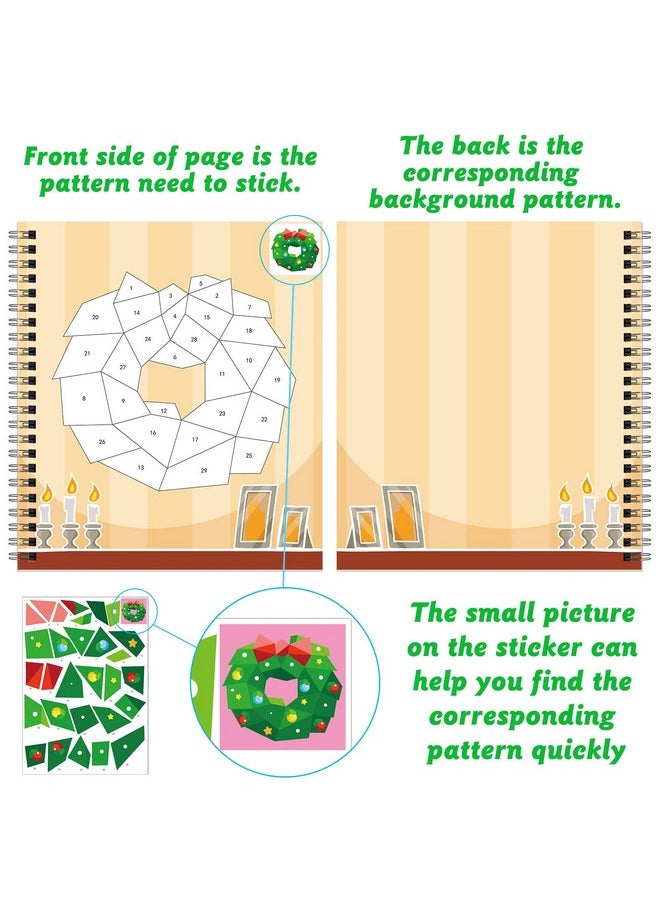 Omgouue - 2Pcs Christmas Crafts For Kids Ages 4-8 Sticker Paint Books Includes Elf Santa Penguins Snowman And More Designs Gift Party Create 20 Pictures Sticker Sheets Are Separate - Image 1