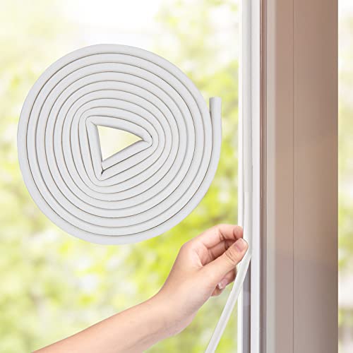 SUNMON Weather Stripping Door Seal, D-Type Strip Weather Stripping Seal Strip for Doors/Windows, Soundproofing Weatherstrip Gap Collision Avoidance 52 Feet (White - Image 1