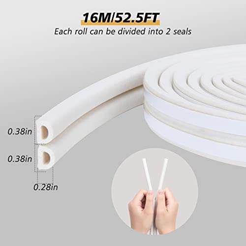 SUNMON Weather Stripping Door Seal, D-Type Strip Weather Stripping Seal Strip for Doors/Windows, Soundproofing Weatherstrip Gap Collision Avoidance 52 Feet (White - Image 4