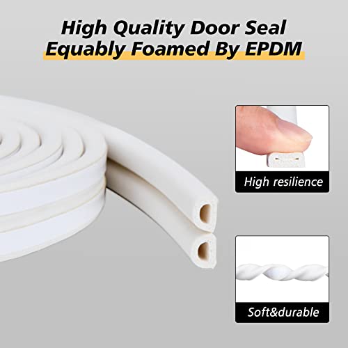 SUNMON Weather Stripping Door Seal, D-Type Strip Weather Stripping Seal Strip for Doors/Windows, Soundproofing Weatherstrip Gap Collision Avoidance 52 Feet (White - Image 2