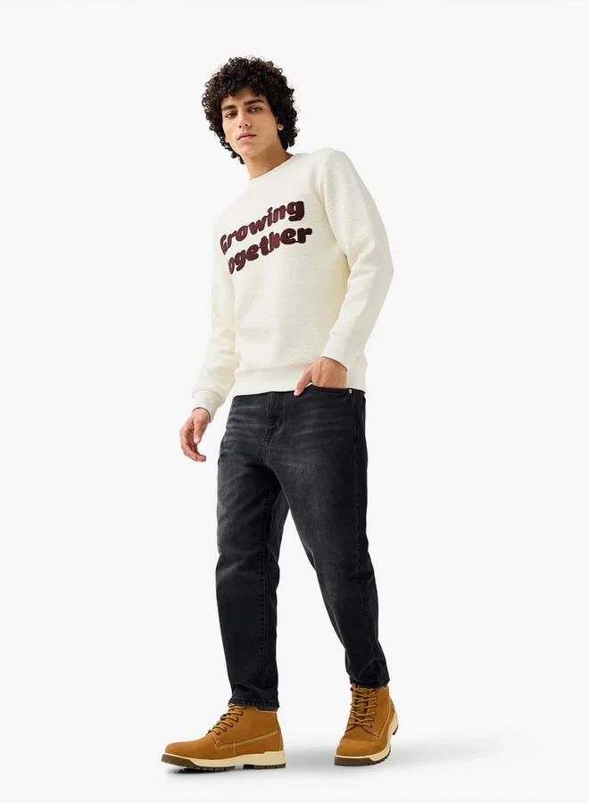 Lee Cooper Lee Cooper Men Regular Fit Slogan Print Cotton Sweatshirt