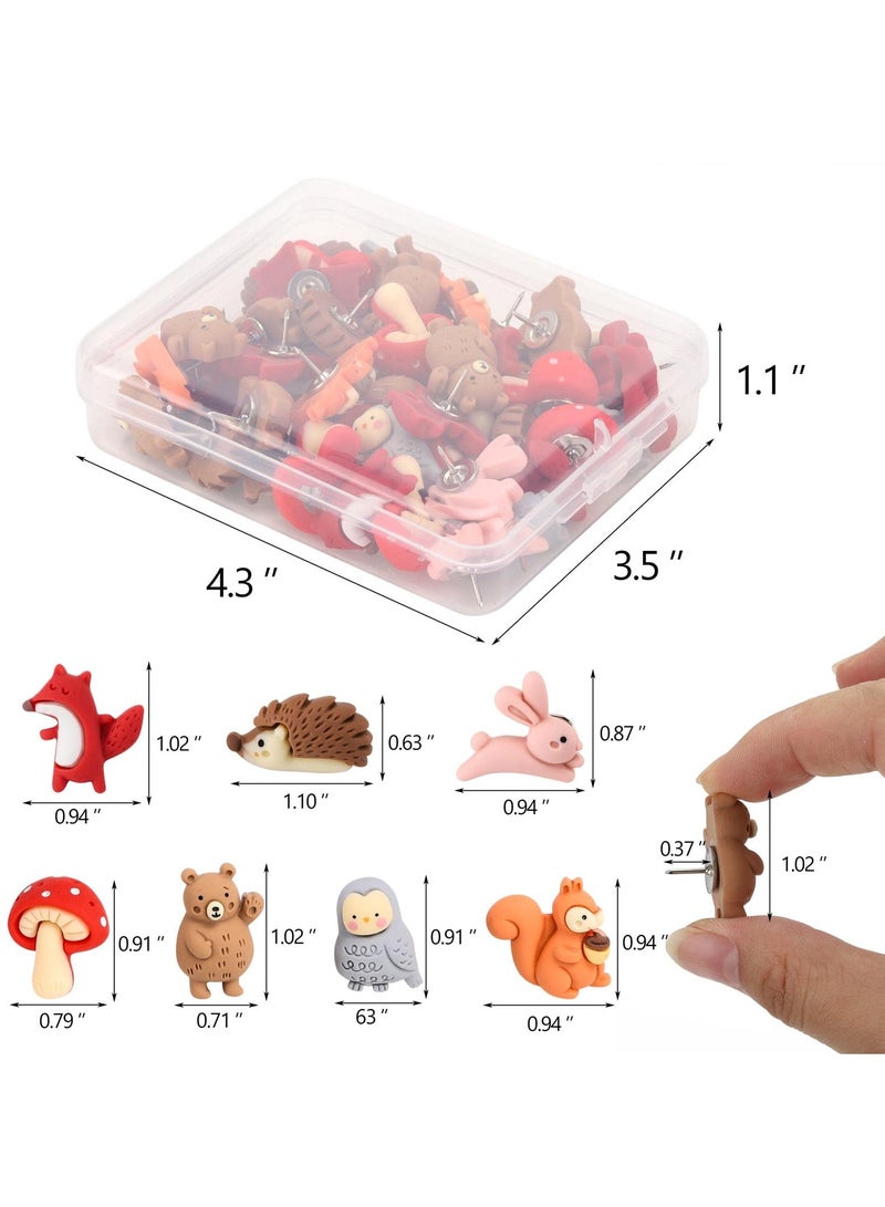 50 Pcs Animal Push Pins, Decorative Thumbtacks for Photo Wall, Cork Board, Bulletin Board, Map, Office or Home Use - Image 2