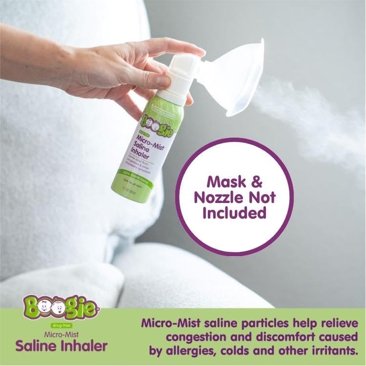 Boogie MicroMist Saline Inhaler Refill Baby Nose Congestion Relief Nasal Spray for Kids Pediatrician Recommended Unscented 17 oz Pack of 2 - Image 4