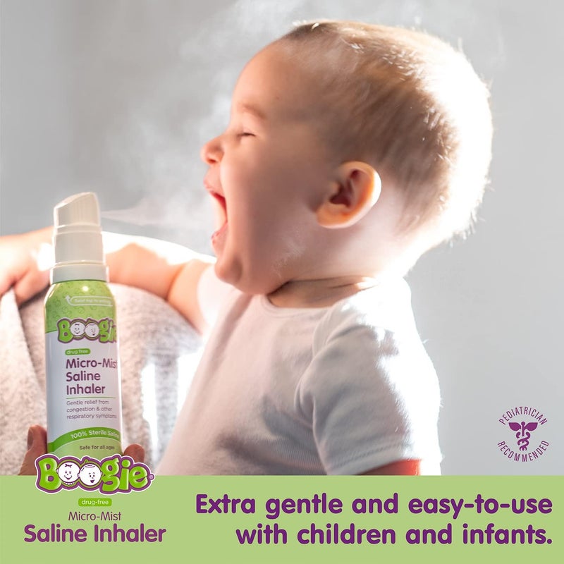Boogie MicroMist Saline Inhaler Refill Baby Nose Congestion Relief Nasal Spray for Kids Pediatrician Recommended Unscented 17 oz Pack of 2 - Image 3