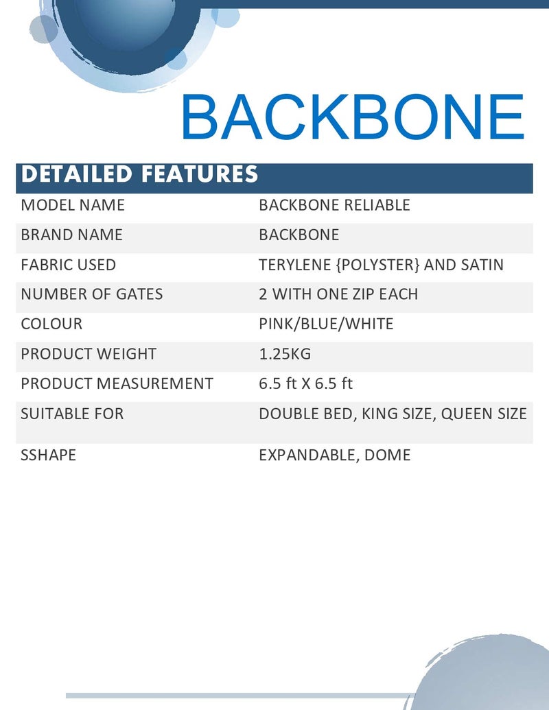 Backbone Mosquito Net - Foldable, King Size Double Bed with Saviours - (Full Blue) - Image 4