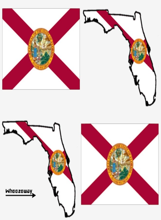 Florida Flag Stickers 2 Flags 3x5 and 2 Maps 5x3.75 FL State Flag Decal Bumper Stickers Wheezeway - Image 1