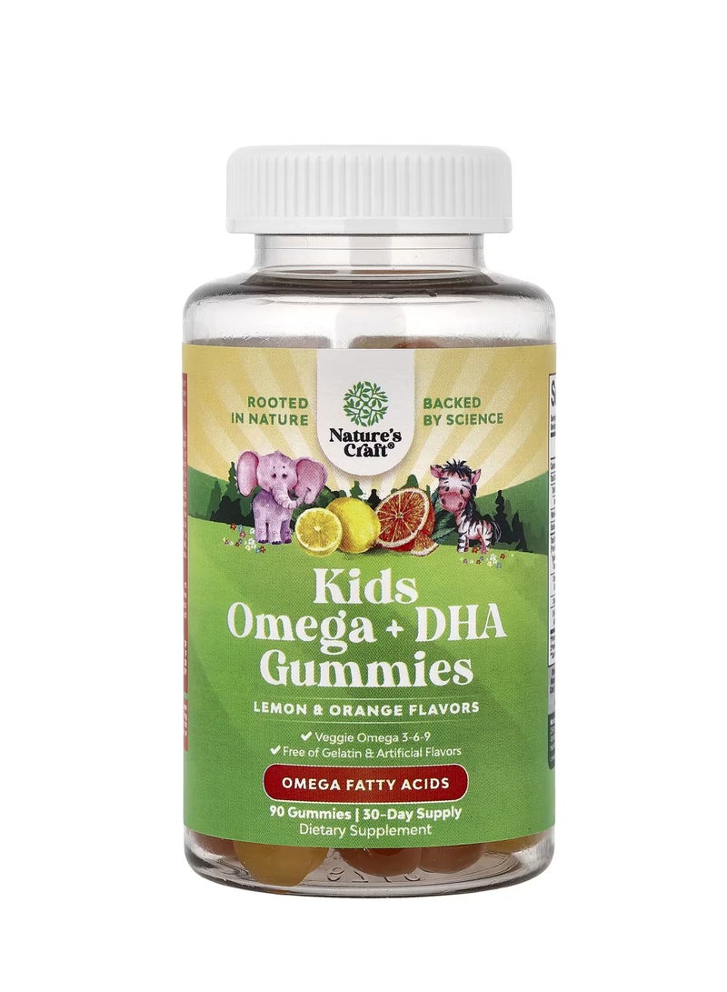 Nature's Craft Kids Omega + DHA Gummies, Lemon & Orange, 90 Gummies