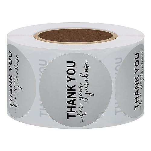 Hybsk Silver Foil Thank You for Your Purchase Stickers 1.5" Round 500 Labels per Roll (Silver) - Image 4