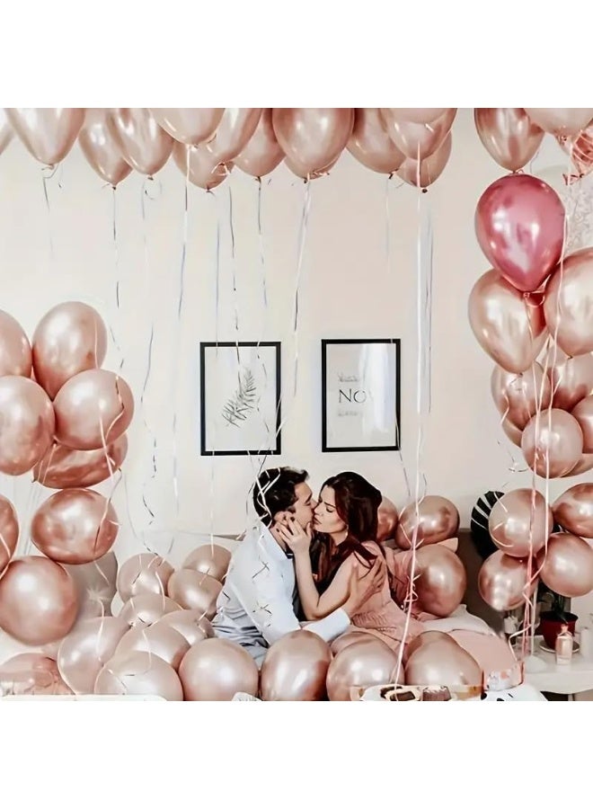 Goldedge - 50 PCS Chrome Rose Gold Balloons, 12 Inch Party Balloons for Wedding, Baby Shower, and Décor  - Image 4