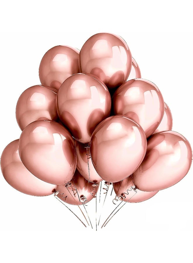 Goldedge - 50 PCS Chrome Rose Gold Balloons, 12 Inch Party Balloons for Wedding, Baby Shower, and Décor  - Image 1