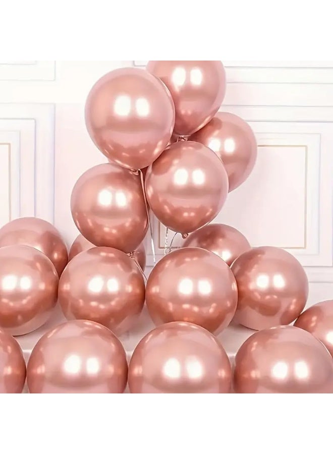 Goldedge - 50 PCS Chrome Rose Gold Balloons, 12 Inch Party Balloons for Wedding, Baby Shower, and Décor  - Image 3