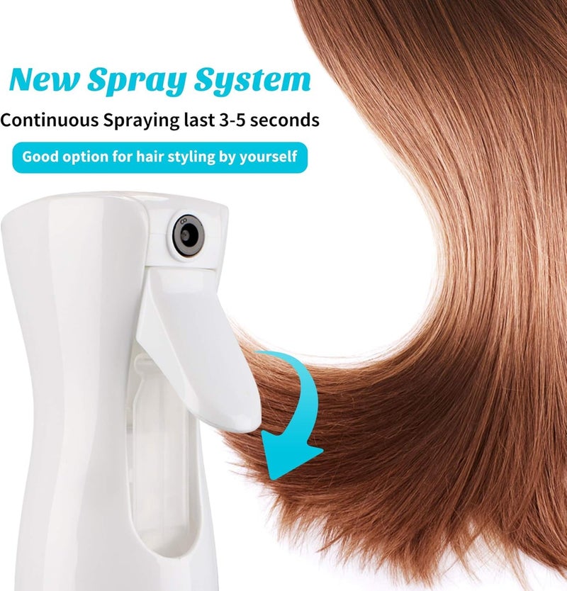 RIANZ Spray Bottle for Hair 300ml - Continuous Empty Ultra Fine Plastic Water Mist Sprayer – For Hairstyling, Cleaning, Salons, Plants, Essential Oil Scents & More (White - Barber Tools Print) - Image 3