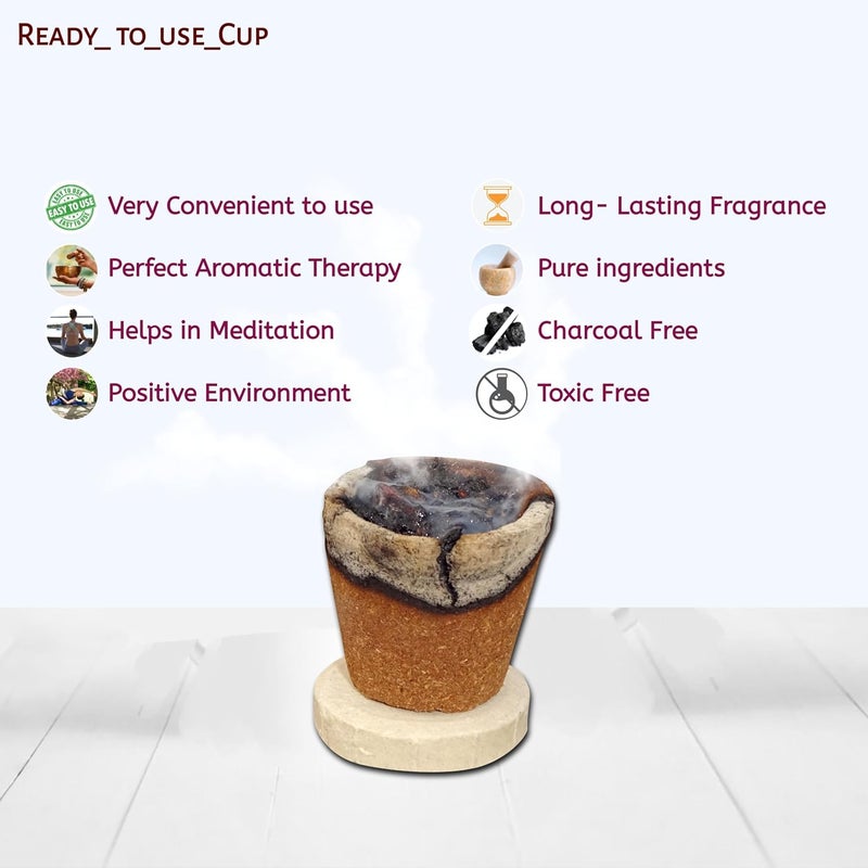 Devyagya Devyagya Hawan Sambrani Dhoop Cup Pack of 2 Box Hawan Dhoop Cup Natural Cup Dhuni Cup Charcoal Free Sambrani Cups for Pooja Home and Meditation Offer Applicable  - Image 4