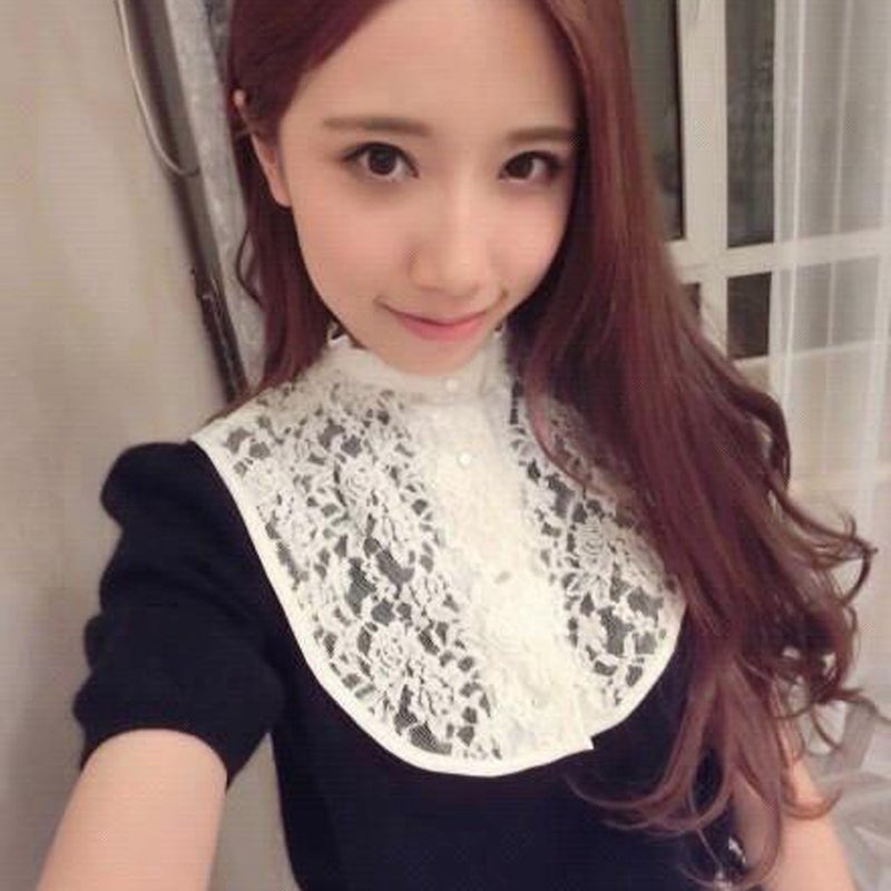 Women Girls Floral Lace Detachable Collar Half Shirt (White) - Image 3