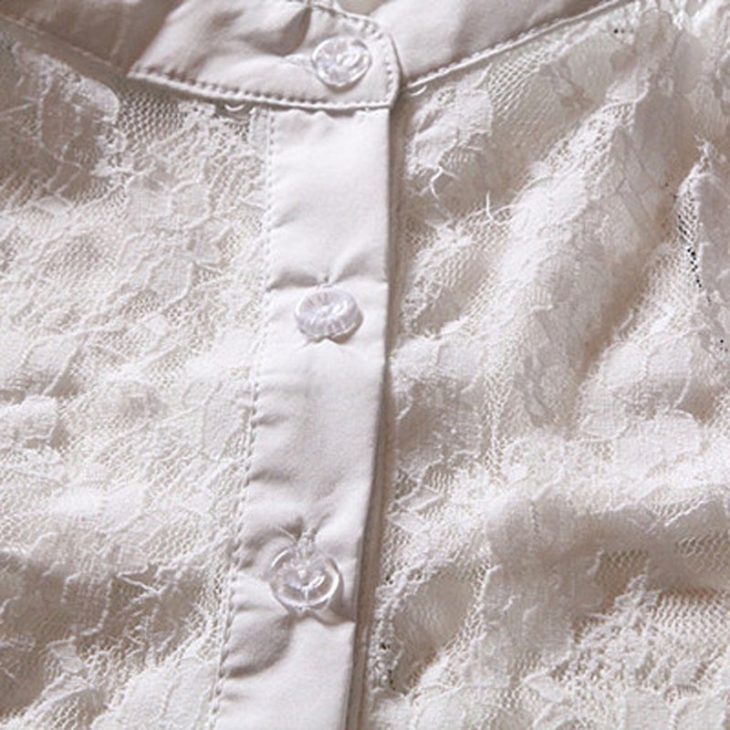 Women Girls Floral Lace Detachable Collar Half Shirt (White) - Image 1