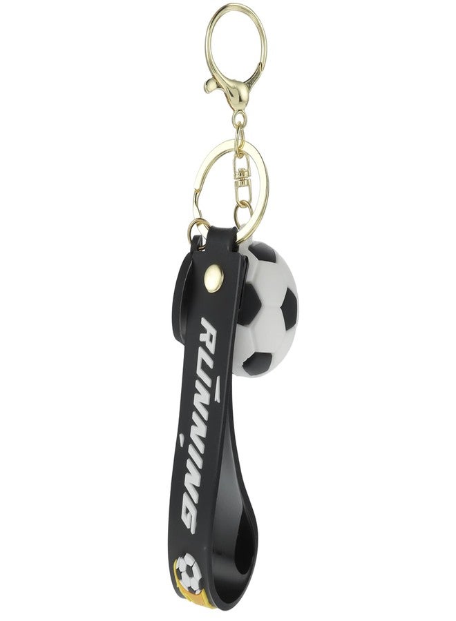كوبي سلسلة مفاتيح كوبي لكرة القدم، حلقات مفاتيح سيليكون رياضية مبتكرة، سلسلة مفاتيح هدية ملهمة لكرة القدم للأطفال، هدايا حفلات ومكافآت (أسود) - Image 1