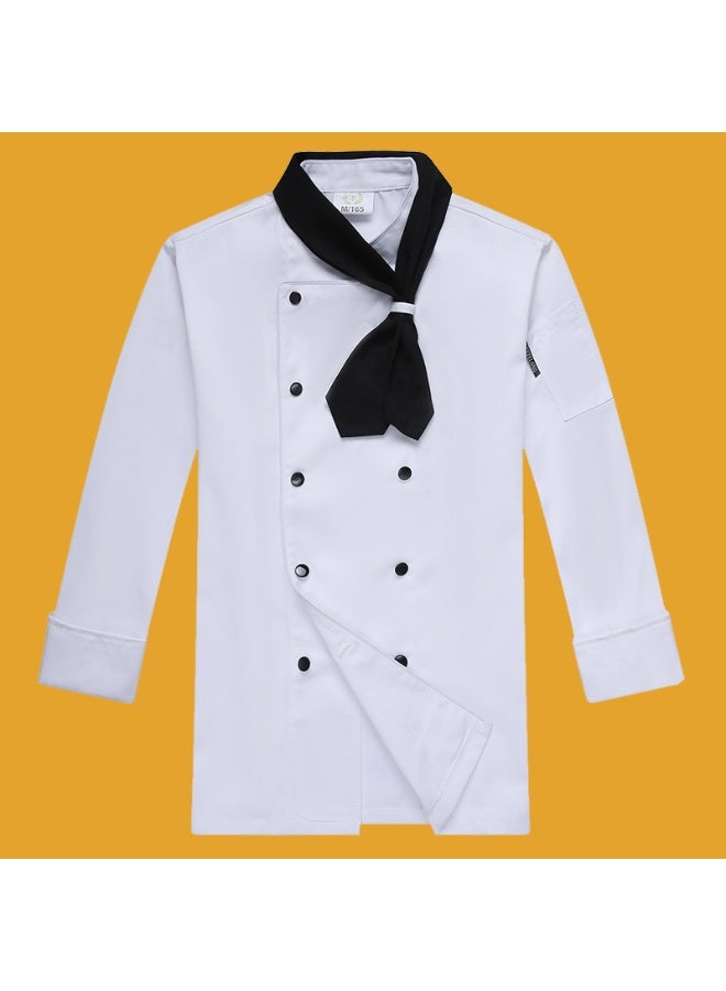 NIBEMINENT Unisex Kitchen Chef Jackets Restaurant Waiter Uniform Shirt Bakery Double Breasted Work Clothes  Send Bow Tie  - Image 1