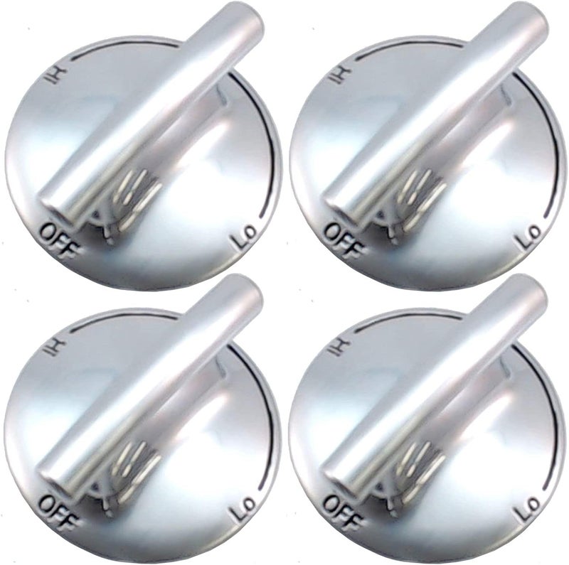 MattKnobs AP5668987 PS2375871 7733P410-60, Surface Burner Knobs Chrome Plated Plastic Ring with Nonslip Grip, Replacement Knobs, Control Knobs, Compatible with Maytag, Magic Chef, Jenn Air,etc (4 pack) - Image 1