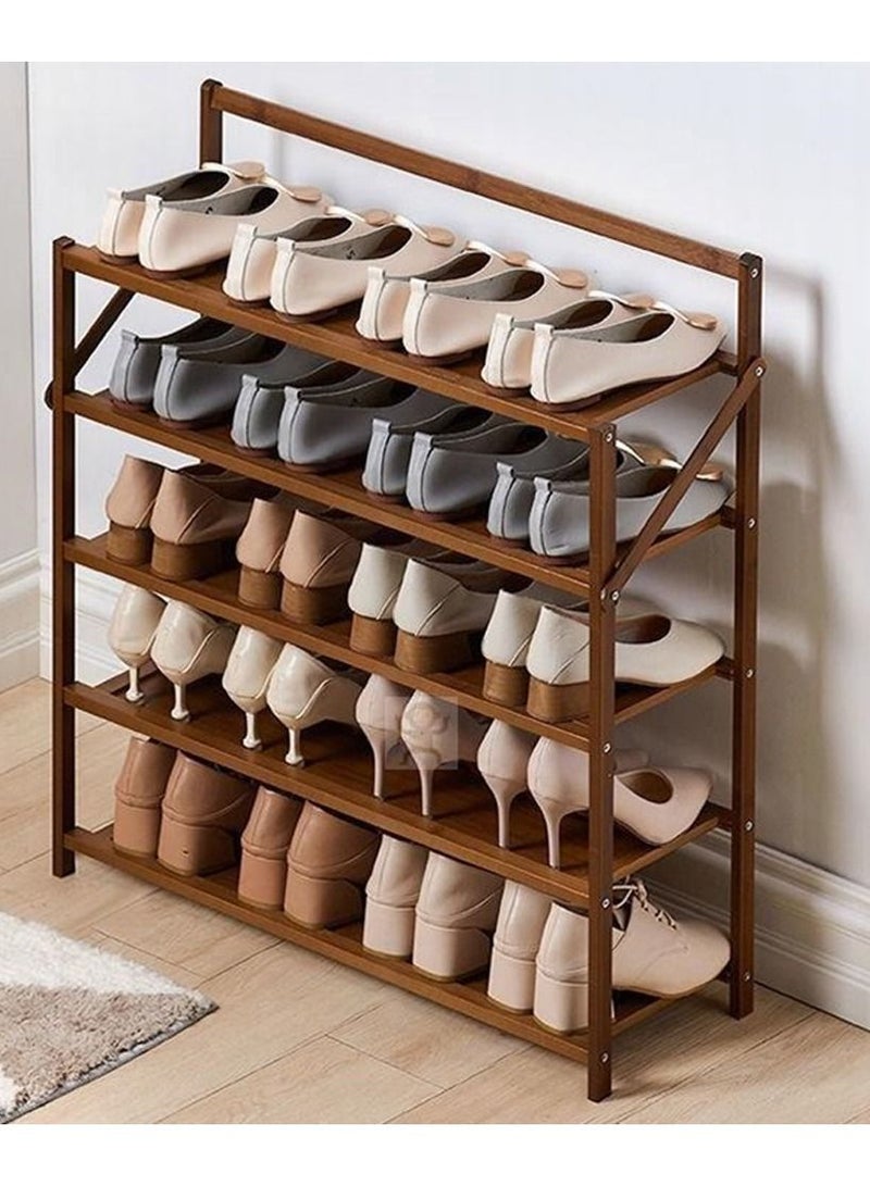 LINGWEI Wooden Shoe Bench 5 Tier Shoe Rack Storage - Image 2