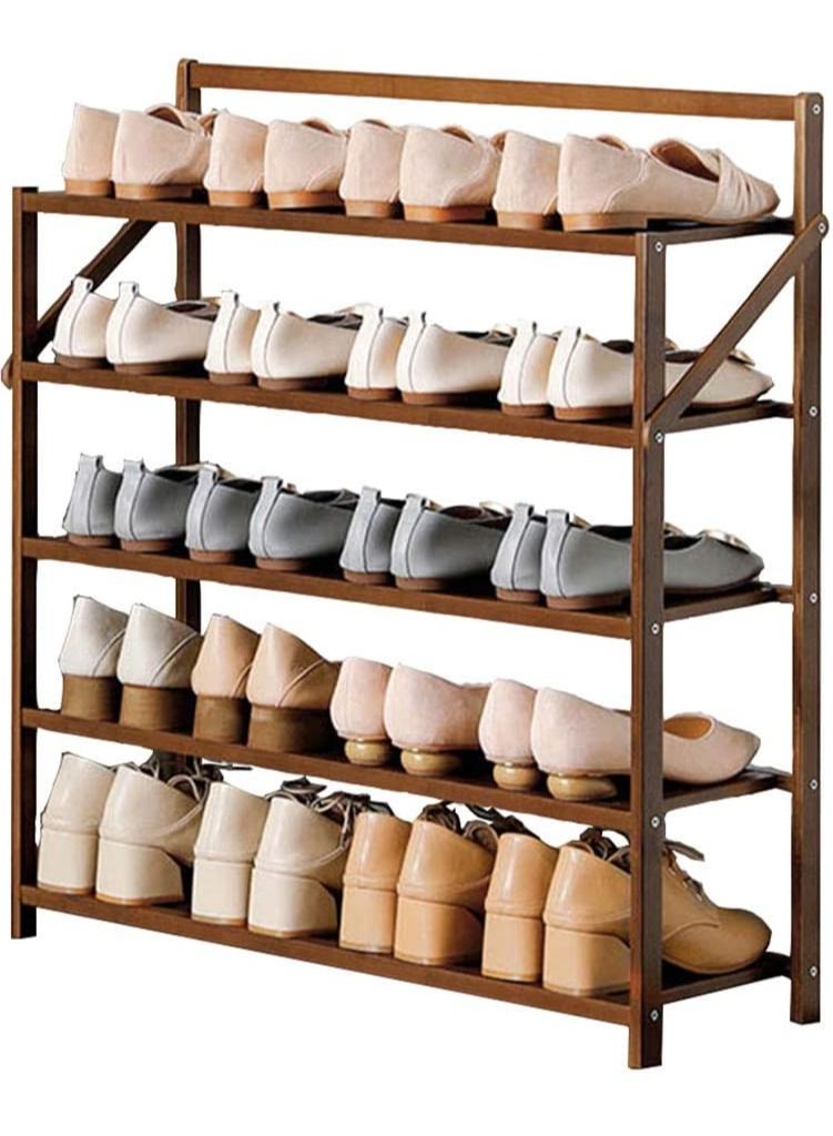 LINGWEI Wooden Shoe Bench 5 Tier Shoe Rack Storage - Image 1