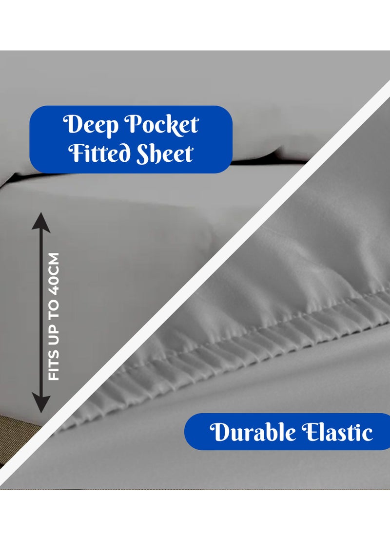 Infinitee Xclusives Premium Grey King Sheets Set - 1800 TC Series 4 Piece Bed Sheets - Soft Brushed Microfiber Fabric - 16 Inches Deep Pockets Sheets Wrinkle Free & Fade Resistant by Infinitee Xclusives  - Image 4