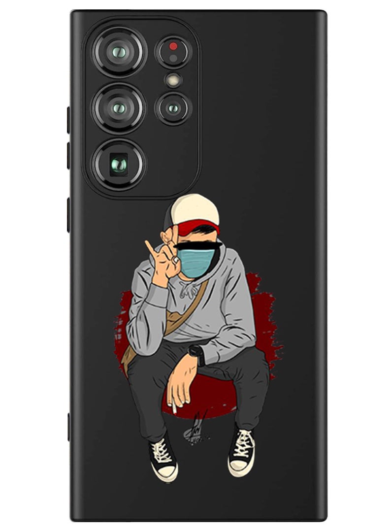 Theodor Protective Slim Fit Case Liquid Silicone Cover with Full Body Protection Anti-Scratch Shockproof Case For Samsung Galaxy S24 Ultra (Black) - peace - Image 1