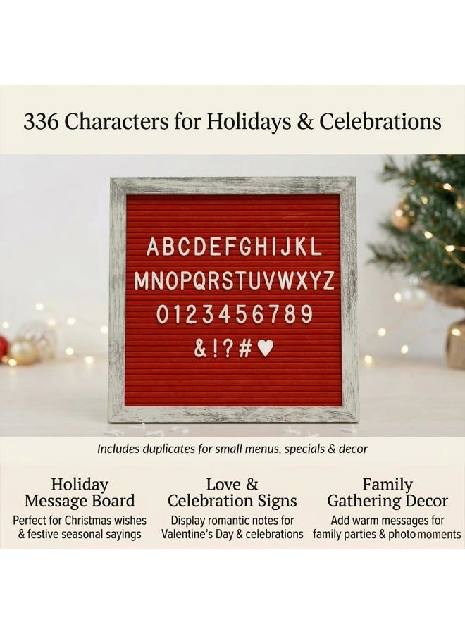 C CRYSTAL LEMON Rustic Red Felt Letter Board 10x10 Inch, 336 Letters Numbers and Symbols, Changeable Wooden Message Board with Wall Mount and Display Stand - Image 5