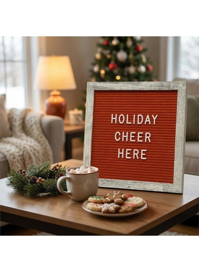 C CRYSTAL LEMON Rustic Red Felt Letter Board 10x10 Inch, 336 Letters Numbers and Symbols, Changeable Wooden Message Board with Wall Mount and Display Stand - Image 2