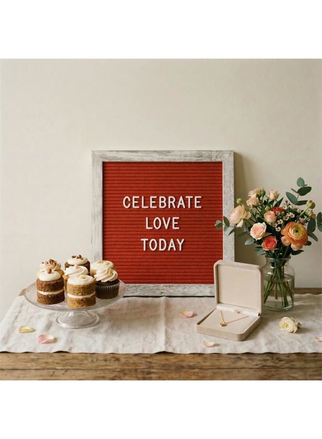 C CRYSTAL LEMON Rustic Red Felt Letter Board 10x10 Inch, 336 Letters Numbers and Symbols, Changeable Wooden Message Board with Wall Mount and Display Stand - Image 3