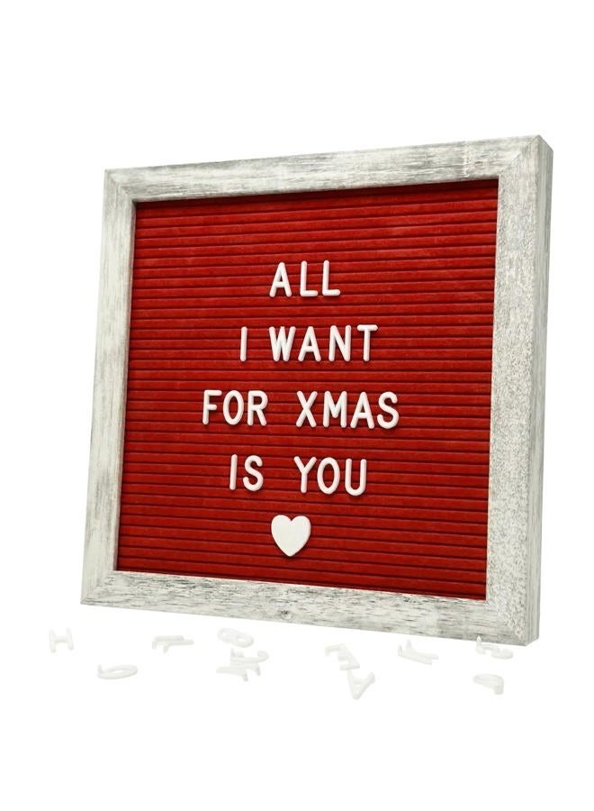 C CRYSTAL LEMON Rustic Red Felt Letter Board 10x10 Inch, 336 Letters Numbers and Symbols, Changeable Wooden Message Board with Wall Mount and Display Stand - Image 1