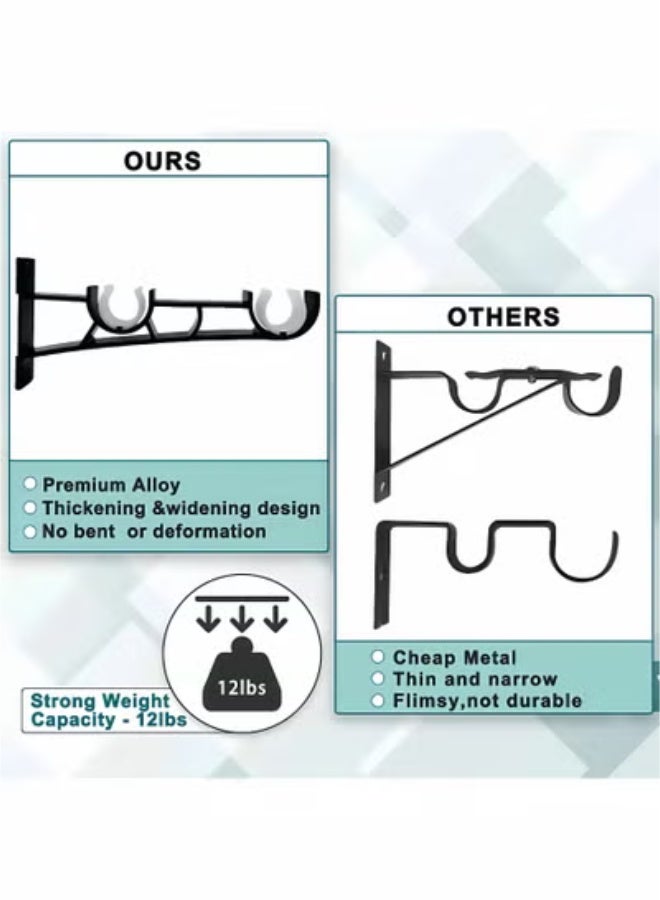 تخيل قوس قضيب ستارة مزدوج ، حاملي قضيب ستارة للخدمة الشاقة أبيض قضيب ستارة سنانير أقواس حائط دعم شماعات قضيب ممتدة ، 2 حزمة - Image 5