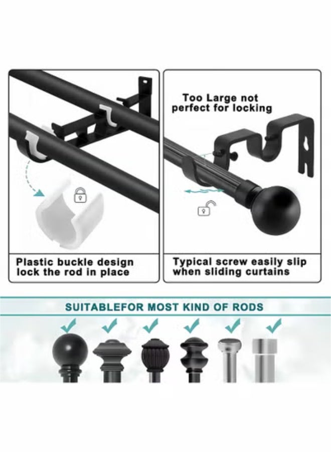 تخيل قوس قضيب ستارة مزدوج ، حاملي قضيب ستارة للخدمة الشاقة أبيض قضيب ستارة سنانير أقواس حائط دعم شماعات قضيب ممتدة ، 2 حزمة - Image 3