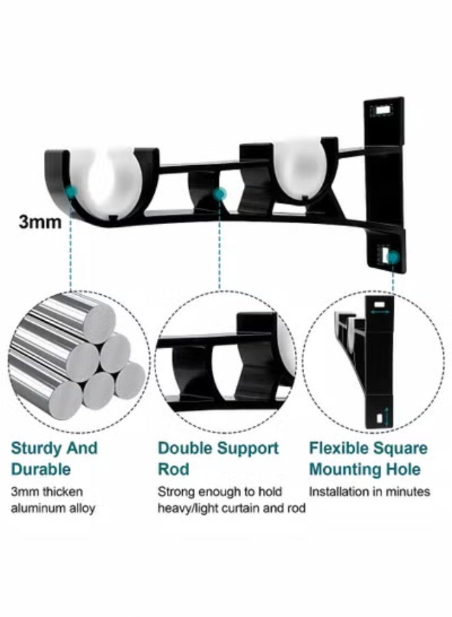 تخيل قوس قضيب ستارة مزدوج ، حاملي قضيب ستارة للخدمة الشاقة أبيض قضيب ستارة سنانير أقواس حائط دعم شماعات قضيب ممتدة ، 2 حزمة - Image 4
